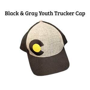 Youth Black & Gray Trucker Baseball Cap Adjustable